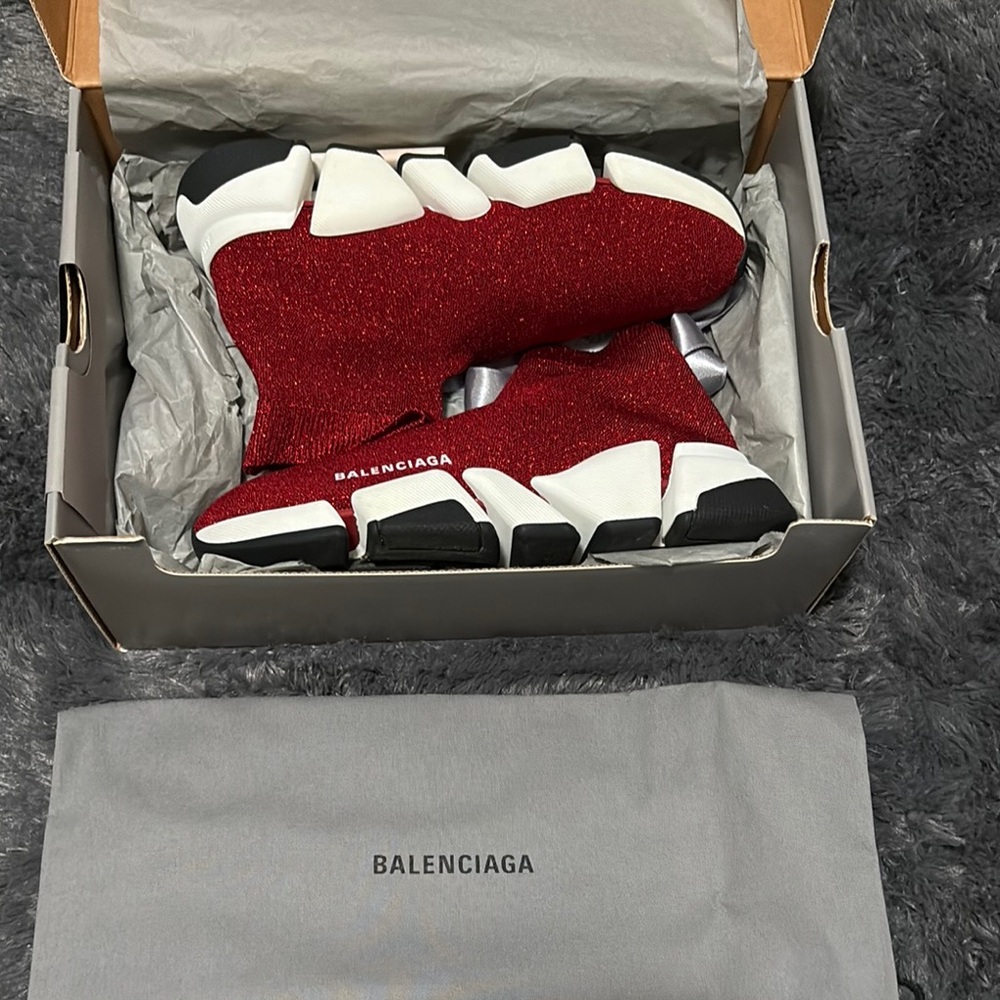 Balenciaga Red Knit Sneakers - Picture 3 of 6